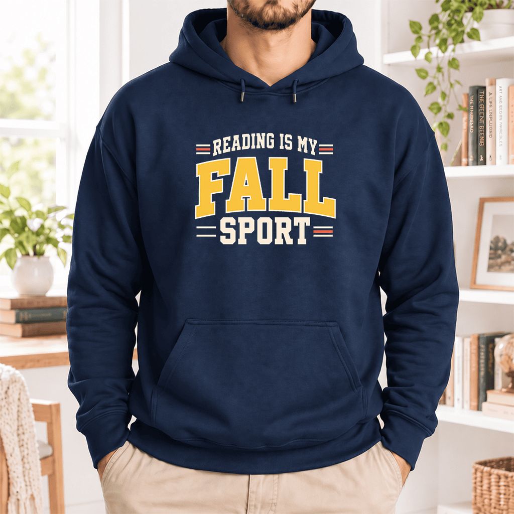 Reading Is My Fall Sport Softstyle Hoodie | Funny Book Lover Gift Navy