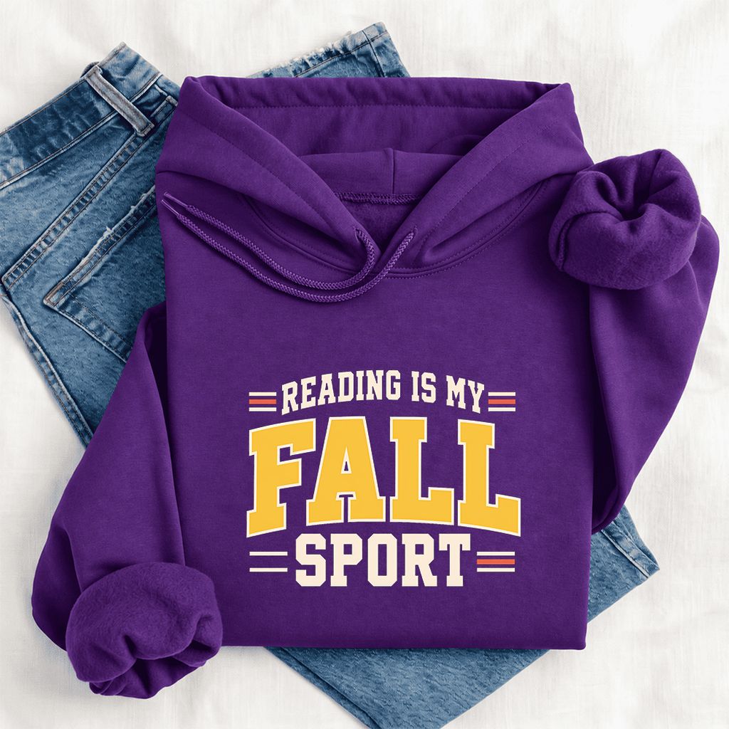 Reading Is My Fall Sport Softstyle Hoodie | Funny Book Lover Gift Purple