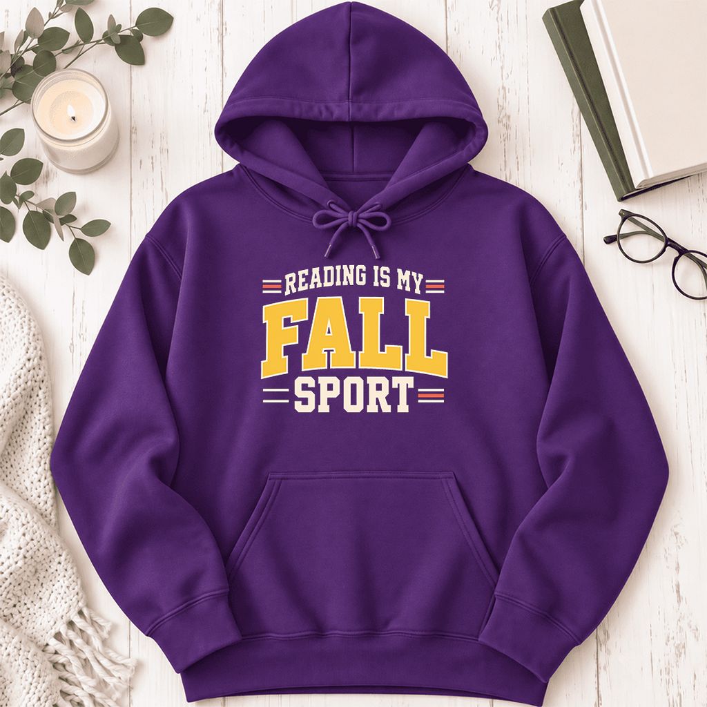 Reading Is My Fall Sport Softstyle Hoodie | Funny Book Lover Gift Purple