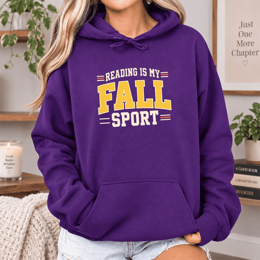 Reading Is My Fall Sport Softstyle Hoodie | Funny Book Lover Gift Purple