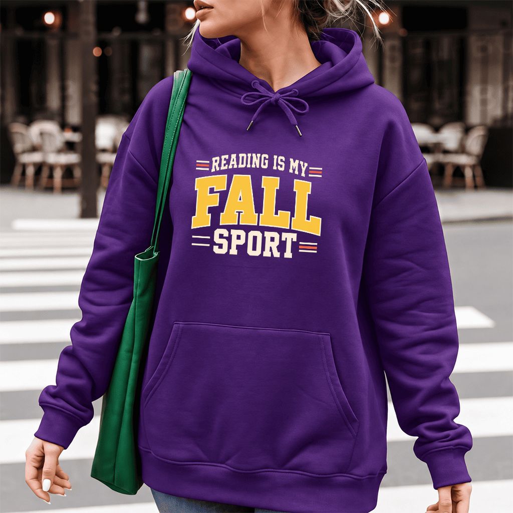 Reading Is My Fall Sport Softstyle Hoodie | Funny Book Lover Gift Purple