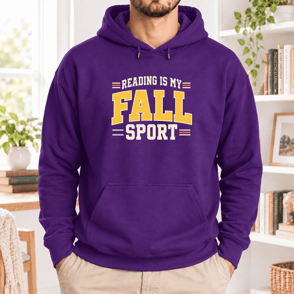 Reading Is My Fall Sport Softstyle Hoodie | Funny Book Lover Gift Purple