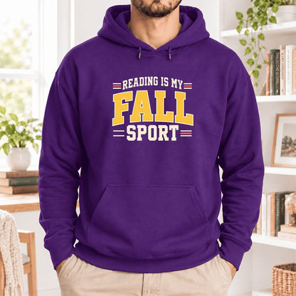 Reading Is My Fall Sport Softstyle Hoodie | Funny Book Lover Gift Purple
