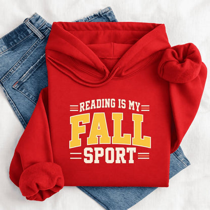 Reading Is My Fall Sport Softstyle Hoodie | Funny Book Lover Gift Red