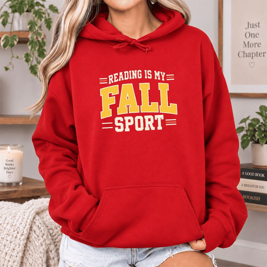 Reading Is My Fall Sport Softstyle Hoodie | Funny Book Lover Gift Red