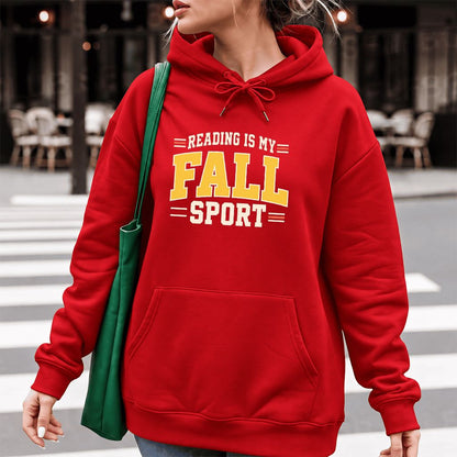 Reading Is My Fall Sport Softstyle Hoodie | Funny Book Lover Gift Red