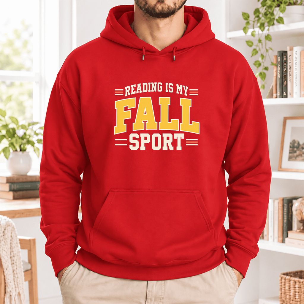 Reading Is My Fall Sport Softstyle Hoodie | Funny Book Lover Gift Red