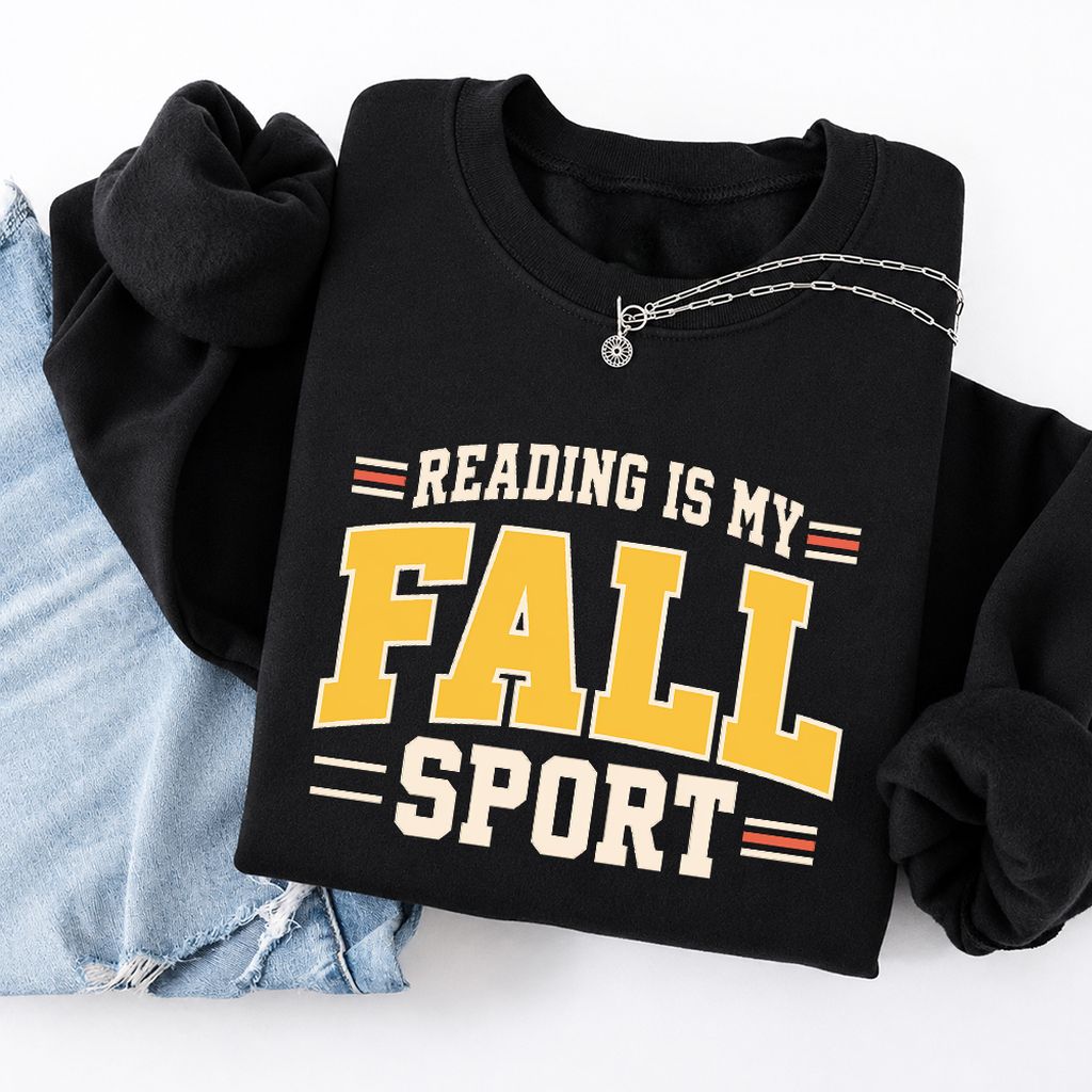 Reading Is My Fall Sport Softstyle Sweatshirt | Funny Book Lover Gift Black