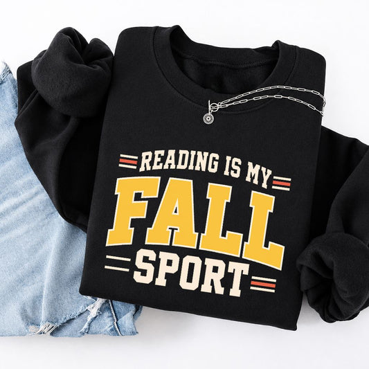 Reading Is My Fall Sport Softstyle Sweatshirt | Funny Book Lover Gift Black