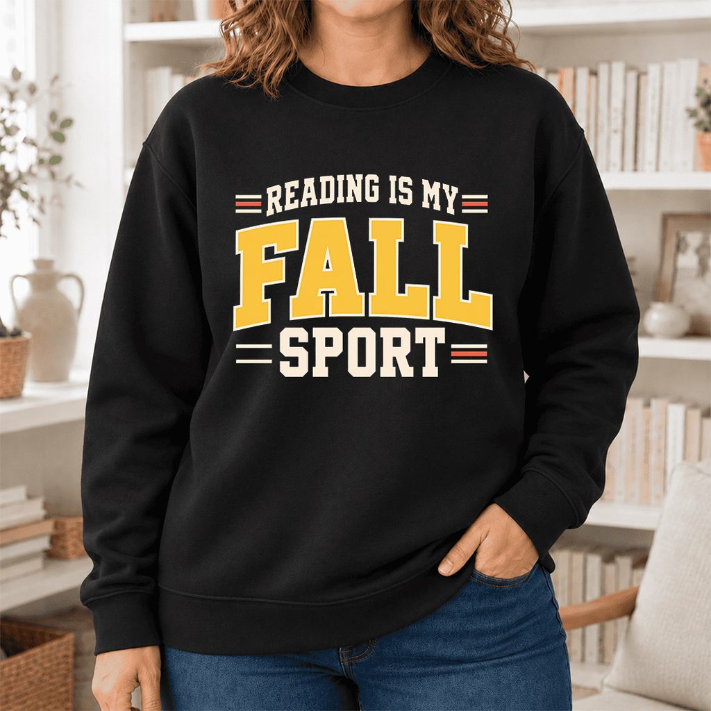 Reading Is My Fall Sport Softstyle Sweatshirt | Funny Book Lover Gift Black