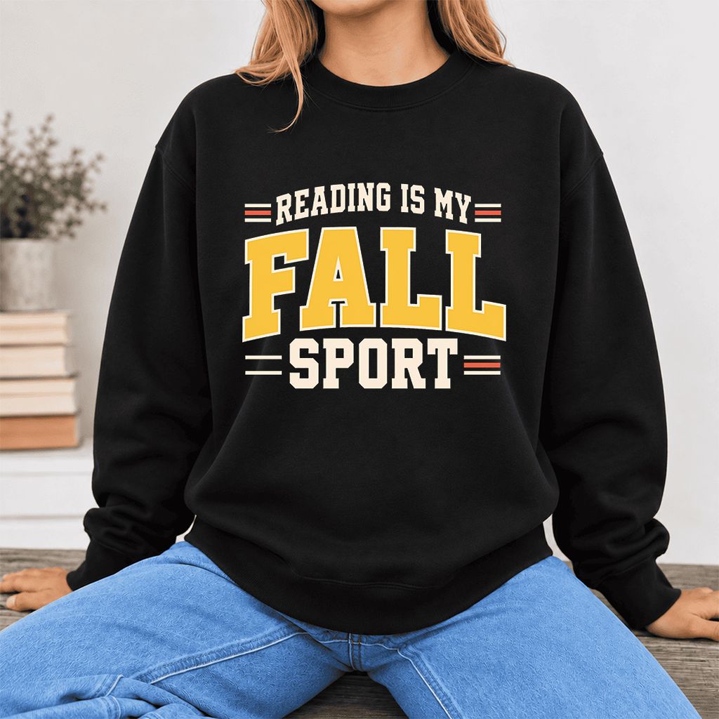 Reading Is My Fall Sport Softstyle Sweatshirt | Funny Book Lover Gift Black