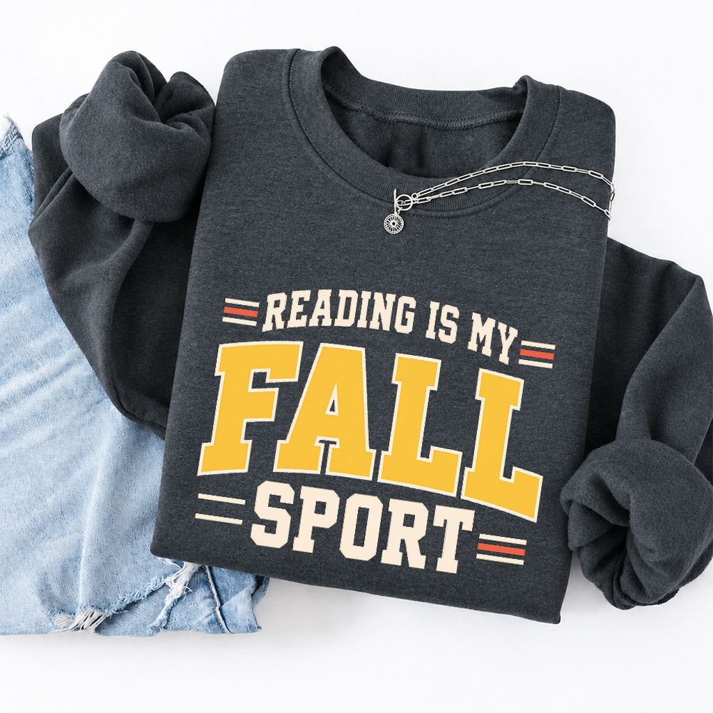 Reading Is My Fall Sport Softstyle Sweatshirt | Funny Book Lover Gift Dark Heather
