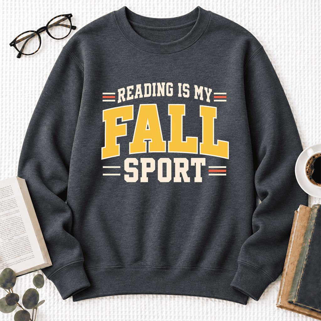 Reading Is My Fall Sport Softstyle Sweatshirt | Funny Book Lover Gift Dark Heather