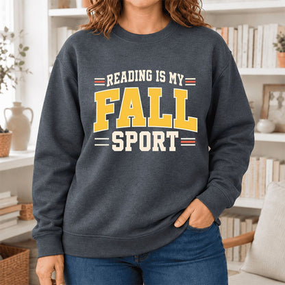 Reading Is My Fall Sport Softstyle Sweatshirt | Funny Book Lover Gift Dark Heather