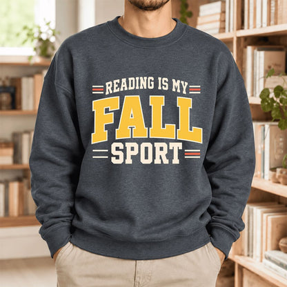 Reading Is My Fall Sport Softstyle Sweatshirt | Funny Book Lover Gift Dark Heather