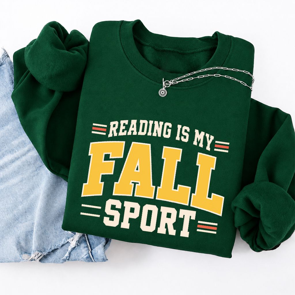Reading Is My Fall Sport Softstyle Sweatshirt | Funny Book Lover Gift Forest Green