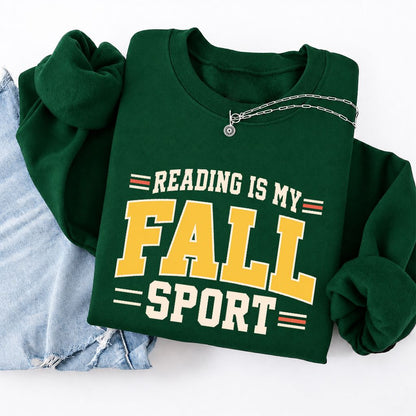 Reading Is My Fall Sport Softstyle Sweatshirt | Funny Book Lover Gift Forest Green