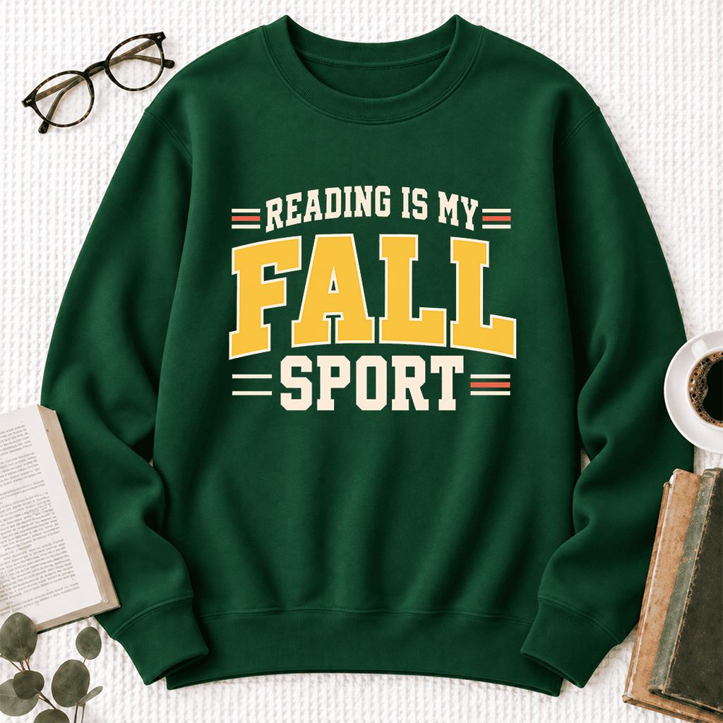 Reading Is My Fall Sport Softstyle Sweatshirt | Funny Book Lover Gift Forest Green