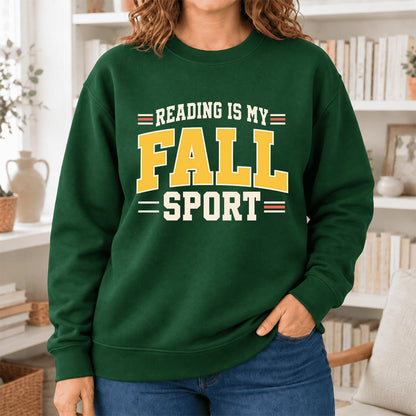 Reading Is My Fall Sport Softstyle Sweatshirt | Funny Book Lover Gift Forest Green
