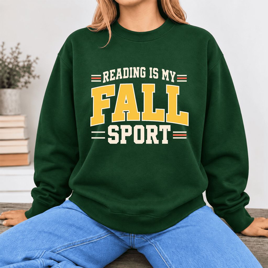 Reading Is My Fall Sport Softstyle Sweatshirt | Funny Book Lover Gift Forest Green