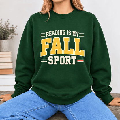 Reading Is My Fall Sport Softstyle Sweatshirt | Funny Book Lover Gift Forest Green