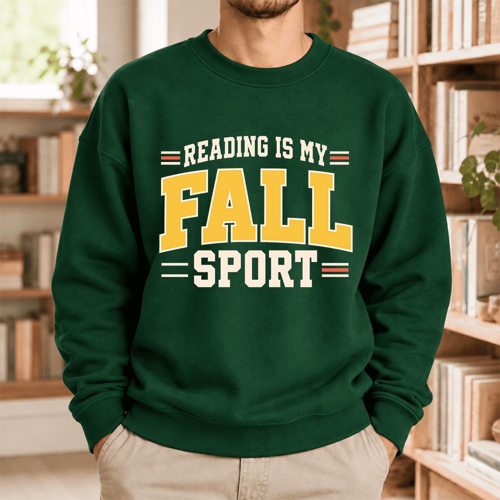 Reading Is My Fall Sport Softstyle Sweatshirt | Funny Book Lover Gift Forest Green