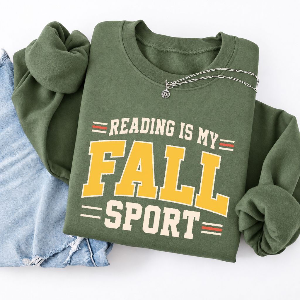 Reading Is My Fall Sport Softstyle Sweatshirt | Funny Book Lover Gift Military Green