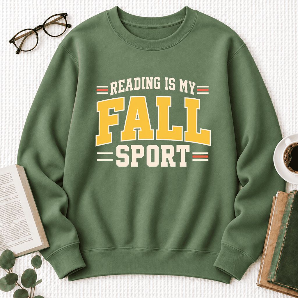 Reading Is My Fall Sport Softstyle Sweatshirt | Funny Book Lover Gift Military Green