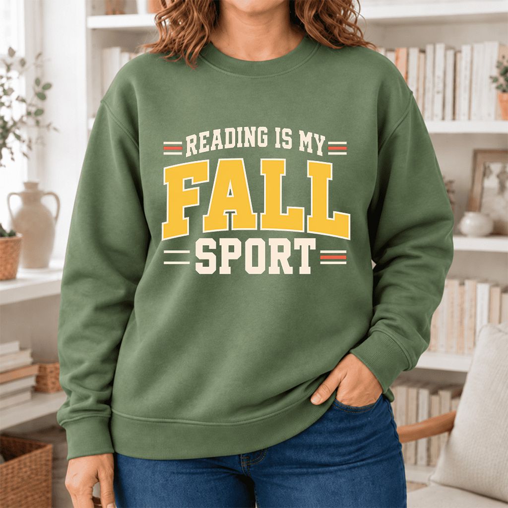 Reading Is My Fall Sport Softstyle Sweatshirt | Funny Book Lover Gift Military Green