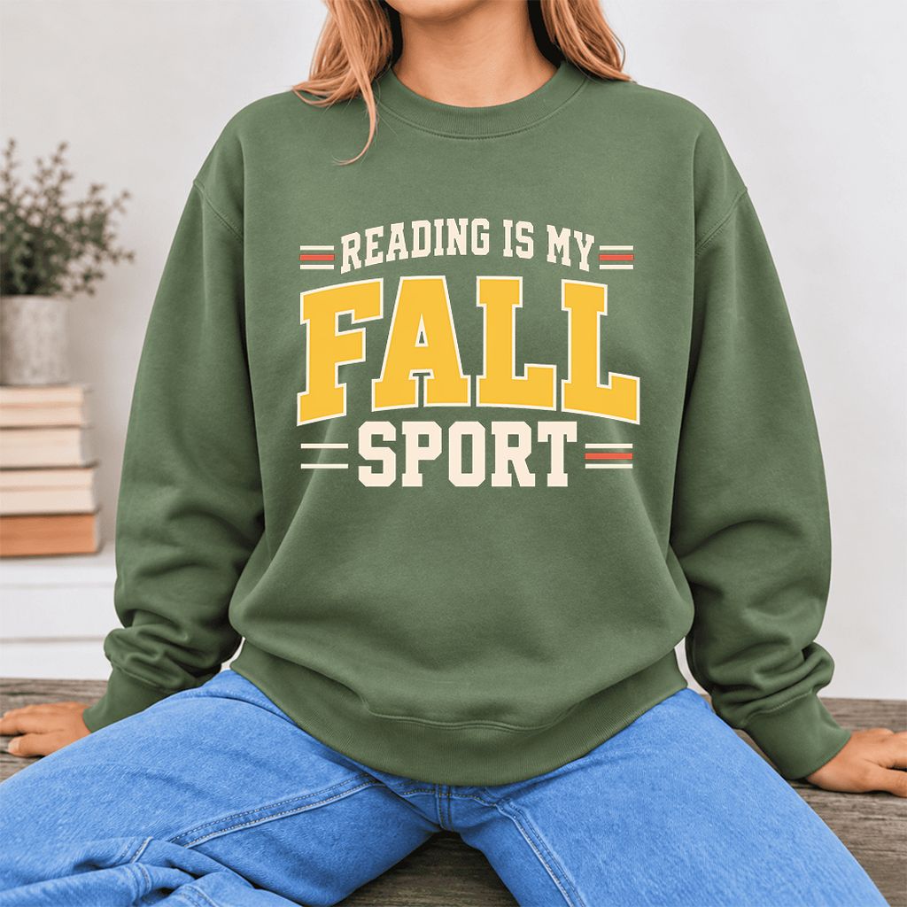 Reading Is My Fall Sport Softstyle Sweatshirt | Funny Book Lover Gift Military Green