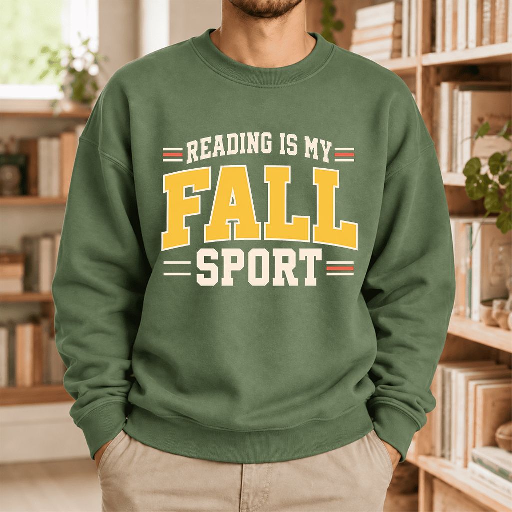 Reading Is My Fall Sport Softstyle Sweatshirt | Funny Book Lover Gift Military Green