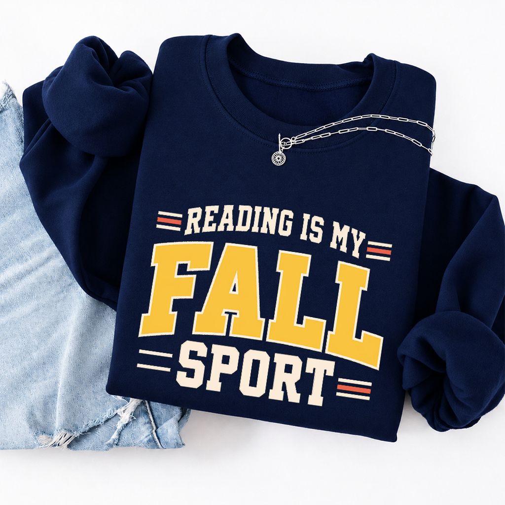 Reading Is My Fall Sport Softstyle Sweatshirt | Funny Book Lover Gift Navy