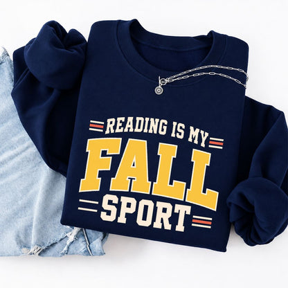 Reading Is My Fall Sport Softstyle Sweatshirt | Funny Book Lover Gift Navy