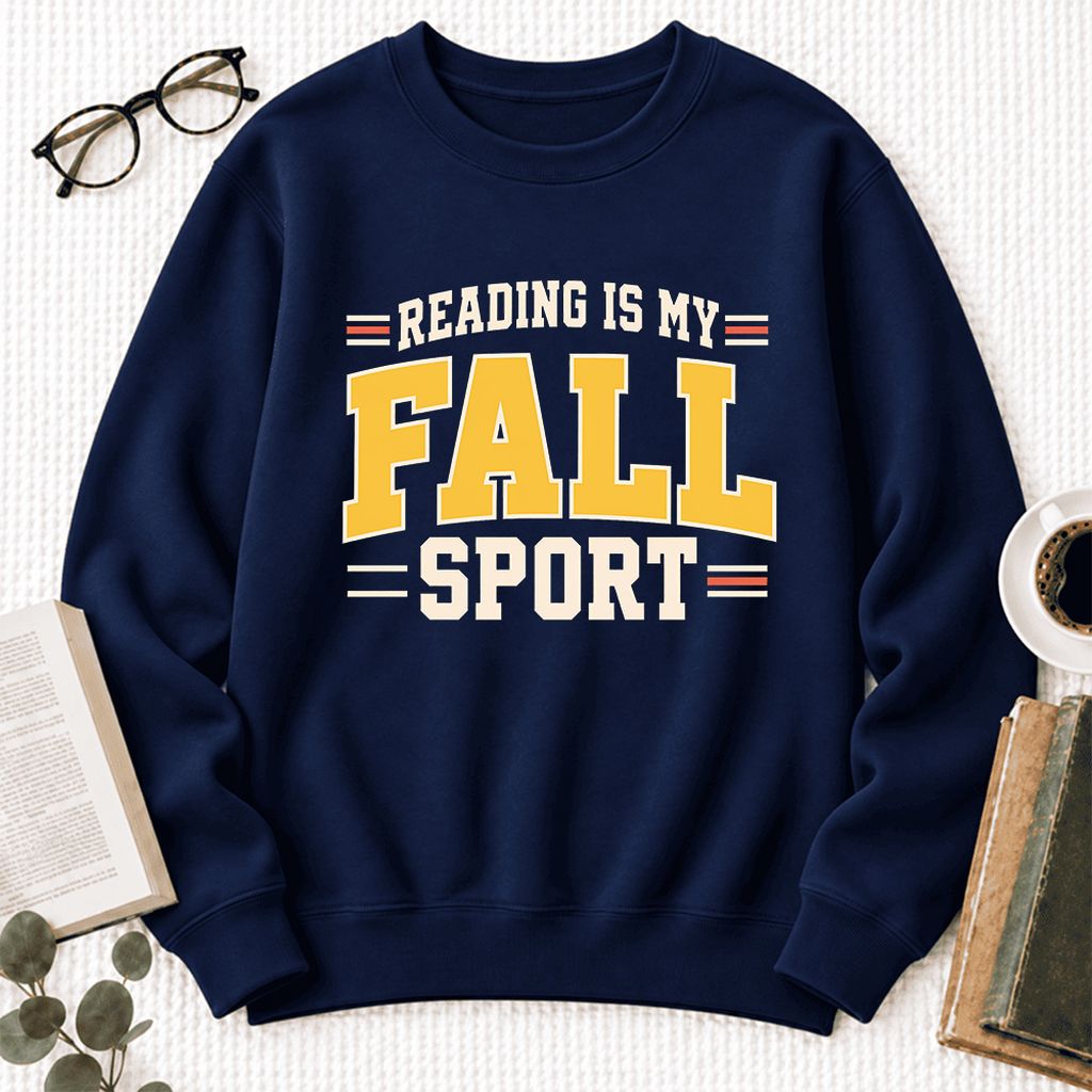 Reading Is My Fall Sport Softstyle Sweatshirt | Funny Book Lover Gift Navy