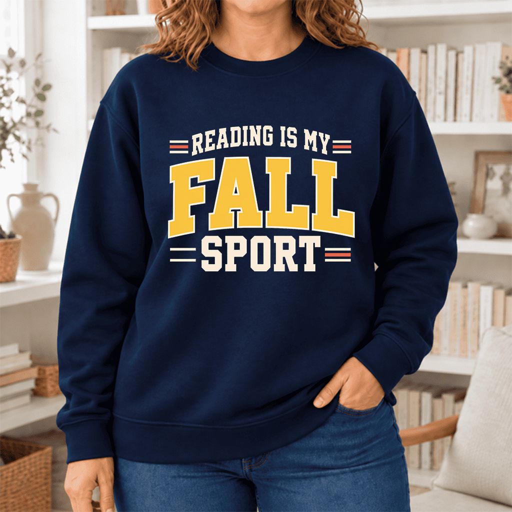 Reading Is My Fall Sport Softstyle Sweatshirt | Funny Book Lover Gift Navy