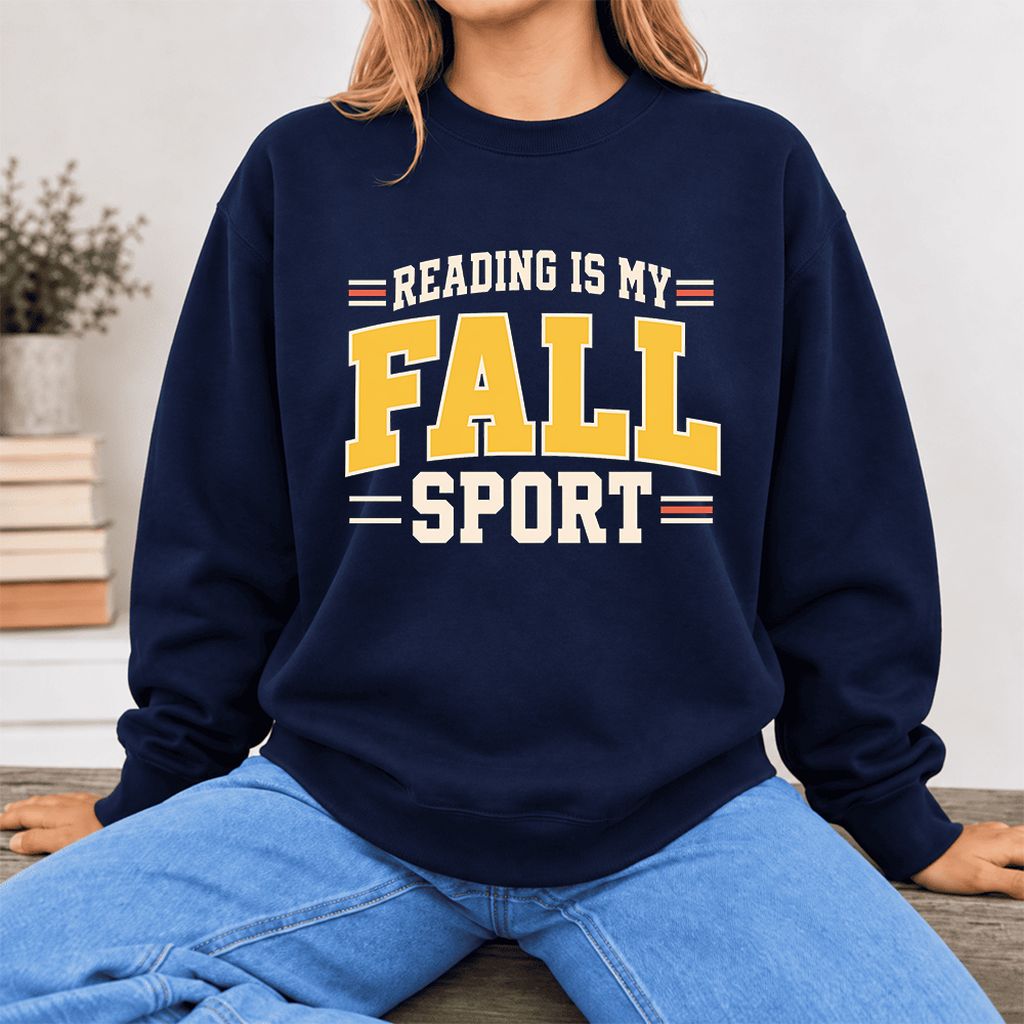 Reading Is My Fall Sport Softstyle Sweatshirt | Funny Book Lover Gift Navy