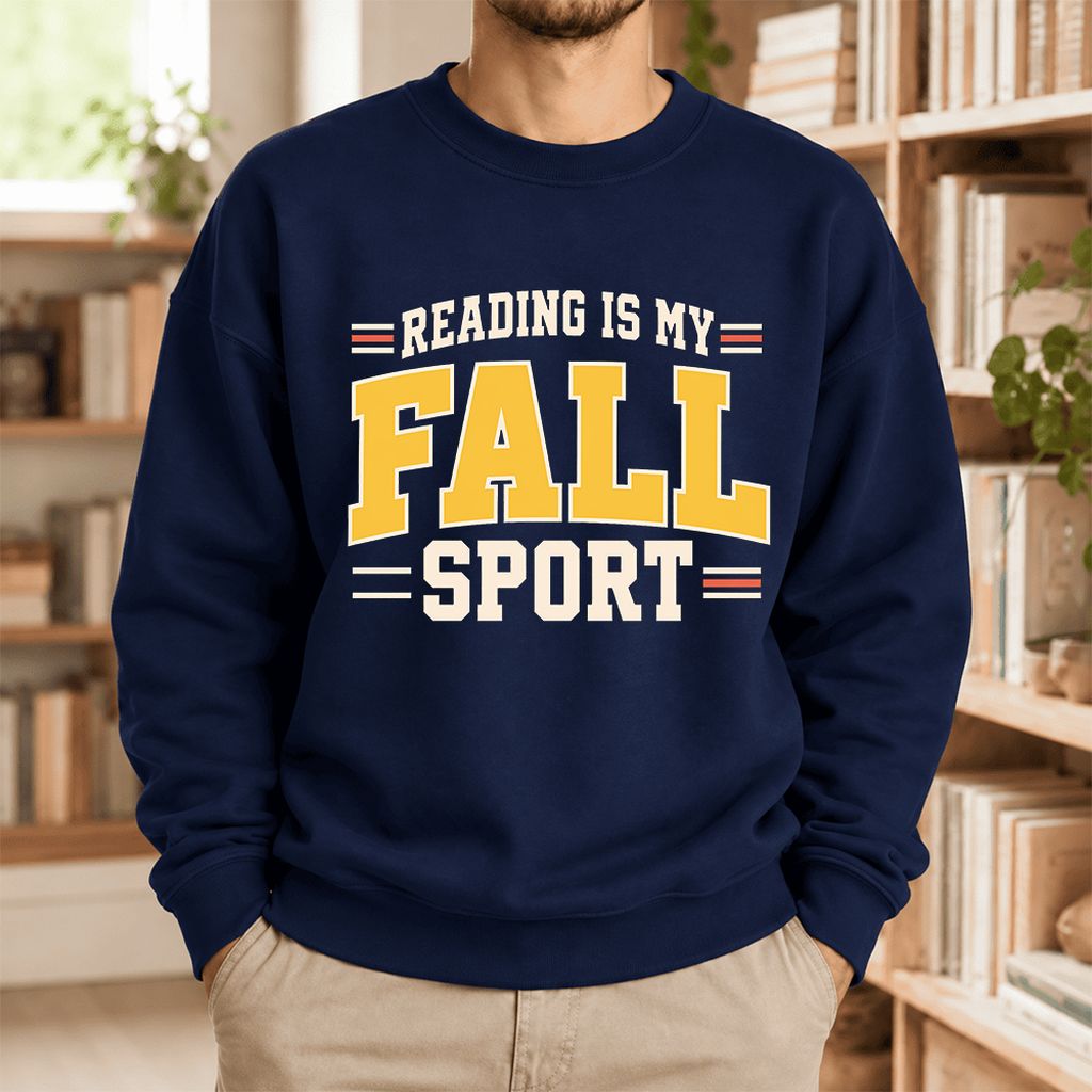 Reading Is My Fall Sport Softstyle Sweatshirt | Funny Book Lover Gift Navy