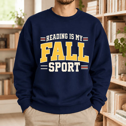 Reading Is My Fall Sport Softstyle Sweatshirt | Funny Book Lover Gift Navy