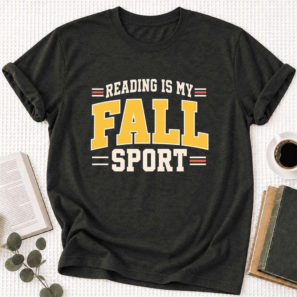 Reading Is My Fall Sport Ultra-Soft Cotton T-Shirt | Funny Book Lover Gift Black Heather