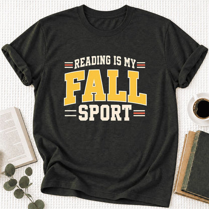 Reading Is My Fall Sport Ultra-Soft Cotton T-Shirt | Funny Book Lover Gift Black Heather