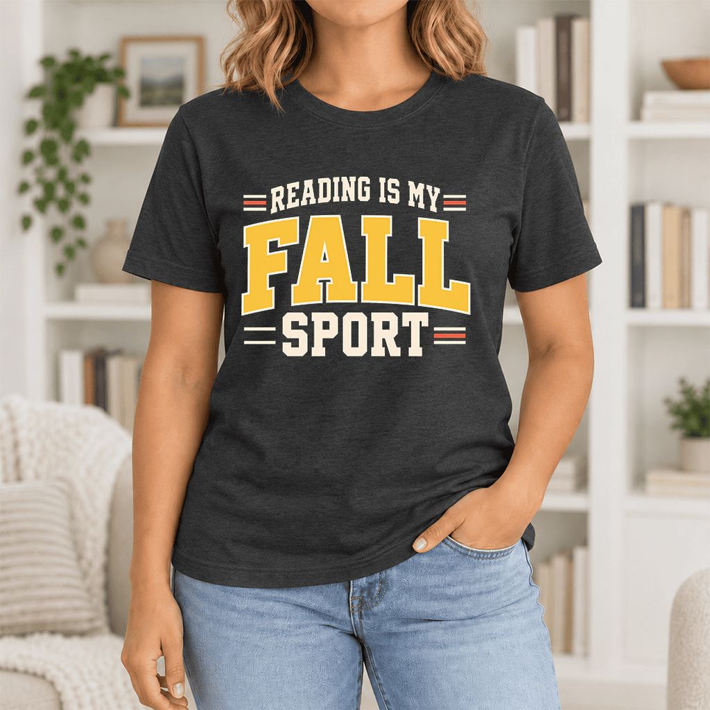 Reading Is My Fall Sport Ultra-Soft Cotton T-Shirt | Funny Book Lover Gift Black Heather