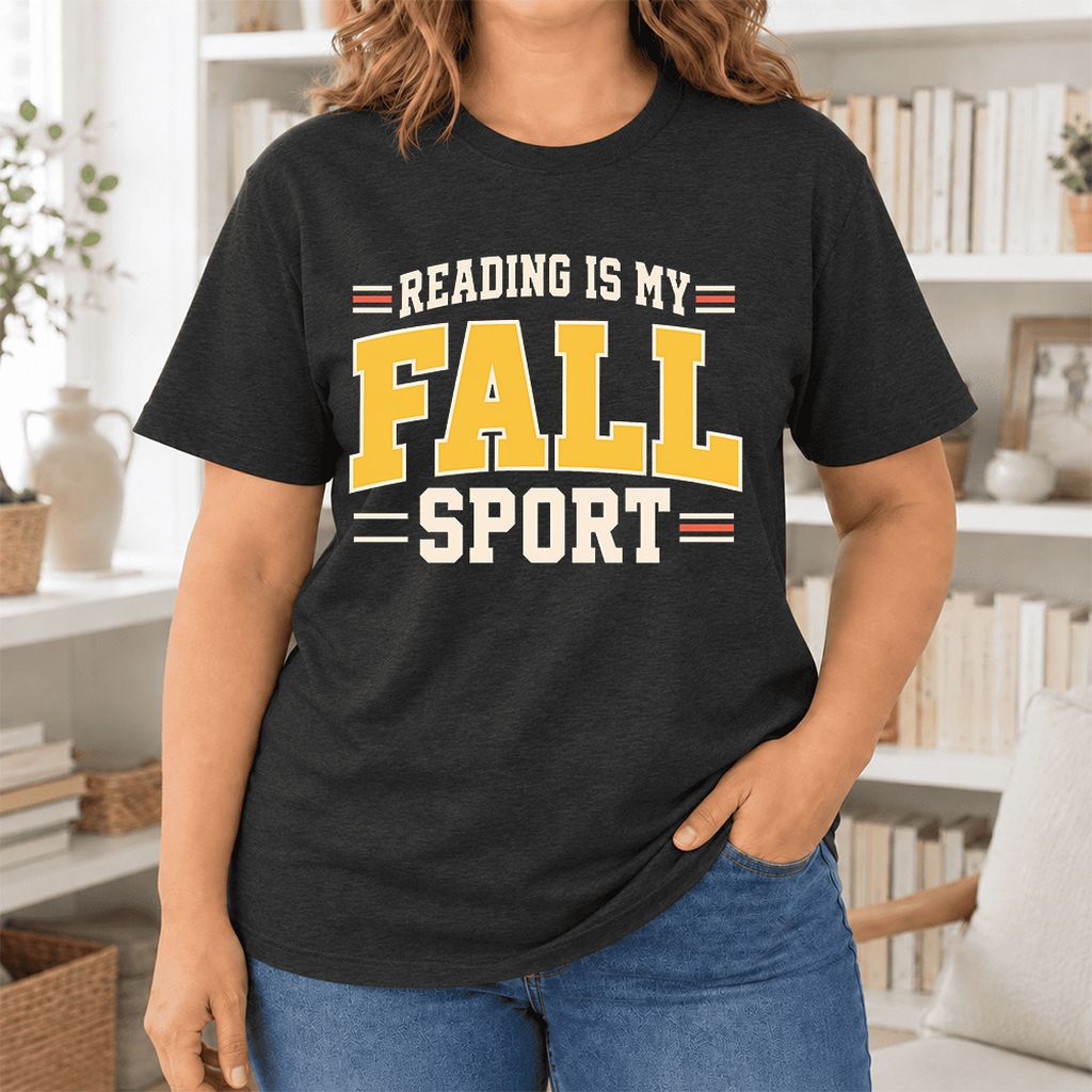 Reading Is My Fall Sport Ultra-Soft Cotton T-Shirt | Funny Book Lover Gift Black Heather