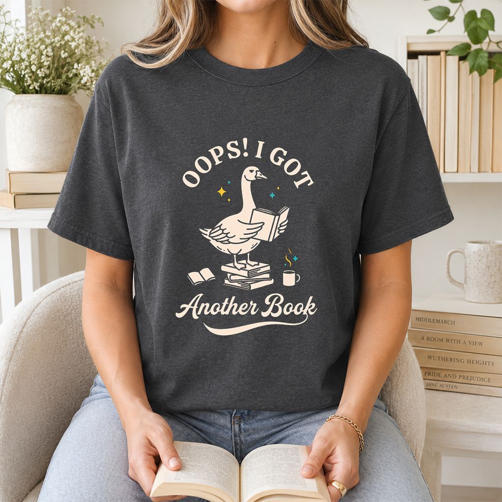Oops! I Got Another Book Printed T-Shirt | Playful Book Lover Gift Dark Heather