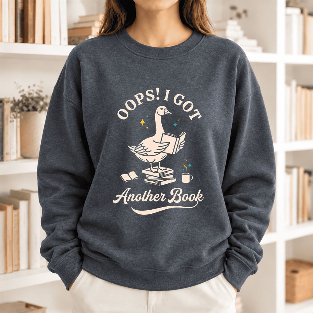 Oops! I Got Another Book Softstyle Sweatshirt | Playful Book Lover Gift Dark Heather