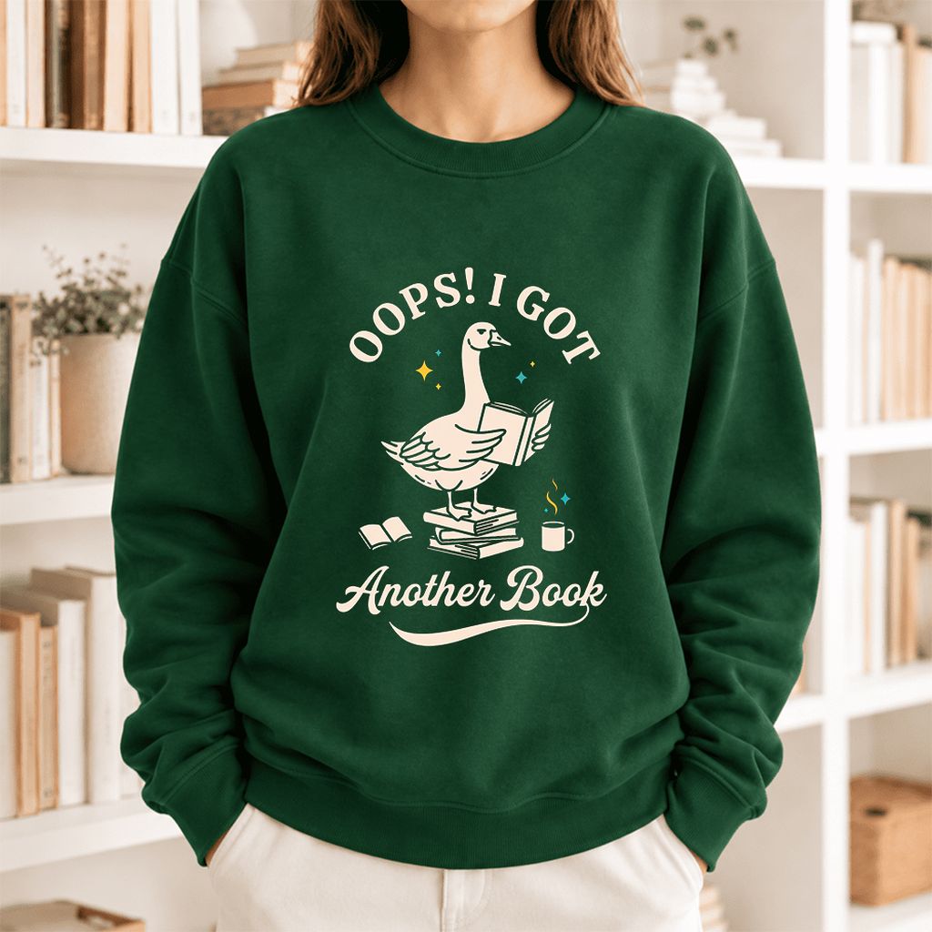 Oops! I Got Another Book Softstyle Sweatshirt | Playful Book Lover Gift Forest Green