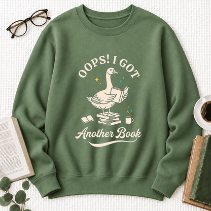 Oops! I Got Another Book Softstyle Sweatshirt | Playful Book Lover Gift Military Green