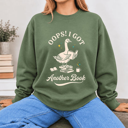 Oops! I Got Another Book Softstyle Sweatshirt | Playful Book Lover Gift Military Green