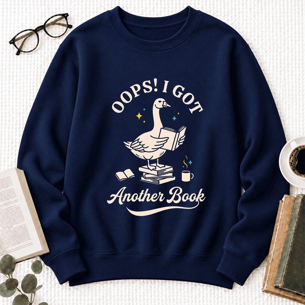 Oops! I Got Another Book Softstyle Sweatshirt | Playful Book Lover Gift Navy