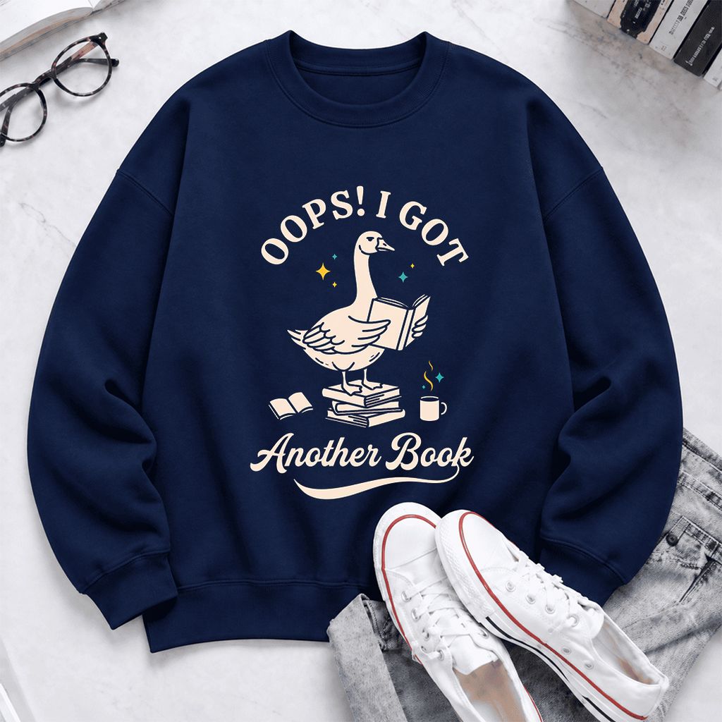 Oops! I Got Another Book Softstyle Sweatshirt | Playful Book Lover Gift Navy