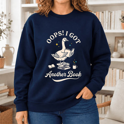 Oops! I Got Another Book Softstyle Sweatshirt | Playful Book Lover Gift Navy